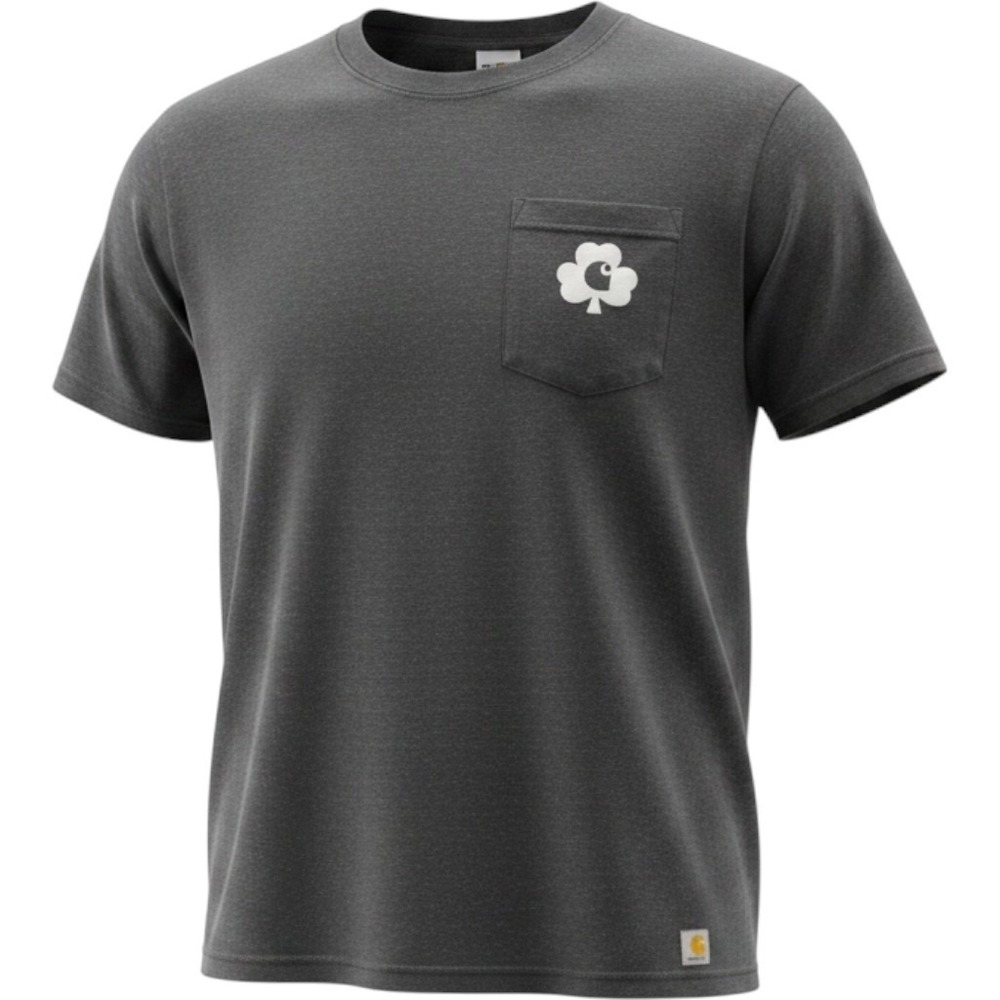 Carhartt Mens T-Shirt L Grey Shamrock Pocket Relaxed Fit Short Sleeve Workwear